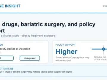 Hormone Insight visual abstract for GLP-1 drugs, bariatric surgery, and obesity policy support