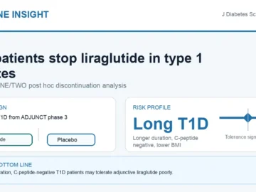 Hormone Insight visual abstract for determinants of liraglutide discontinuation in type 1 diabetes