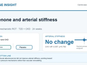 Hormone Insight visual abstract summarising finerenone and arterial stiffness in diabetes and chronic kidney disease.